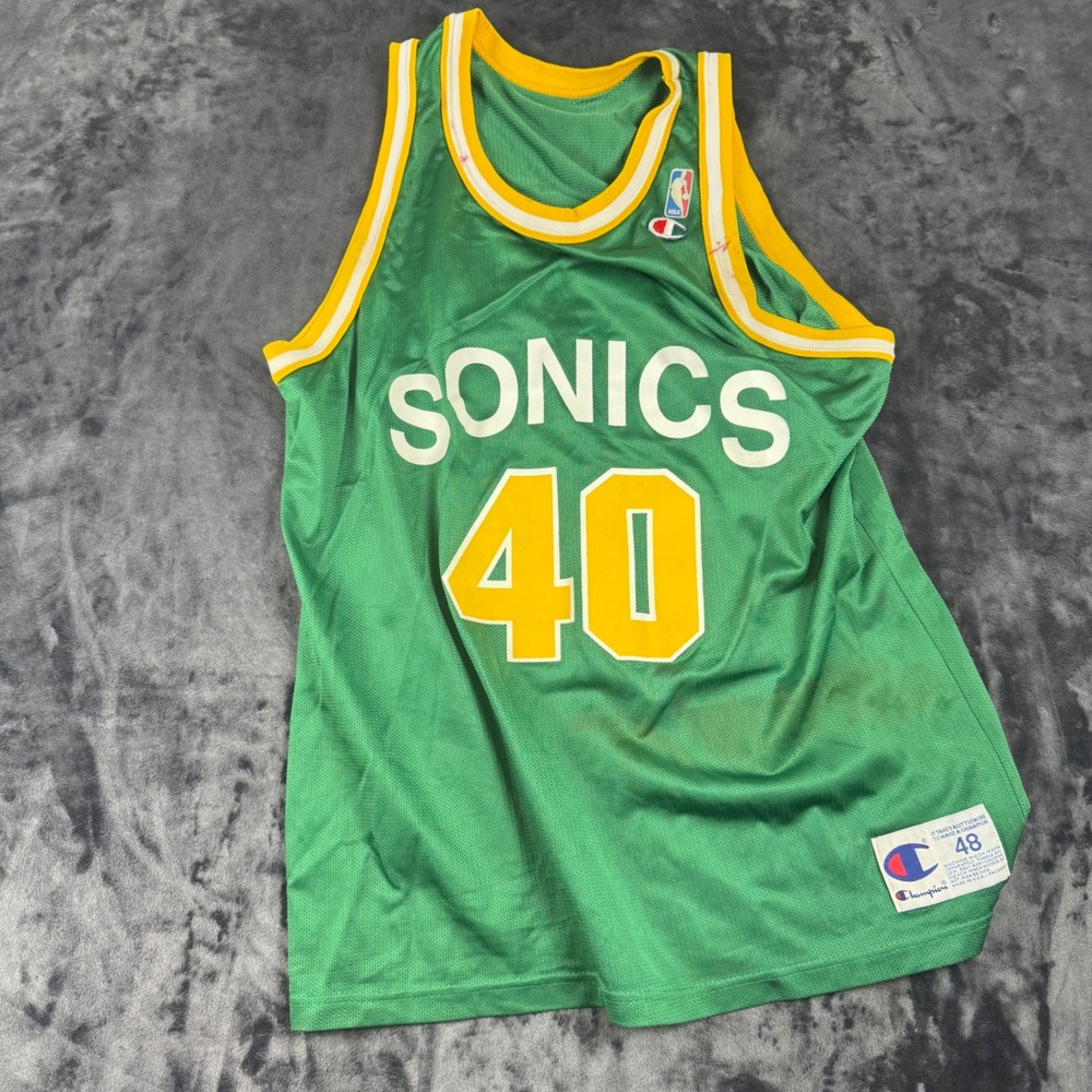 Champion Jersey Mens 48 Green Seattle SuperSonics Shawn Kemp 40 NBA Vintage